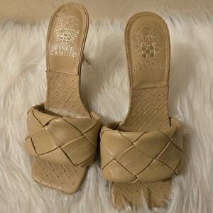 Vince Camuto Brelanie Braided Sandal Heel Barn Brown Beige Size 5 1/2 M-36